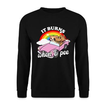Es brennt, wenn ich pinkle. Lustig, sarkastisch, p - Unisex Pullover - Schwarz - Vorne - Alina (178cm) & Michal (187cm)