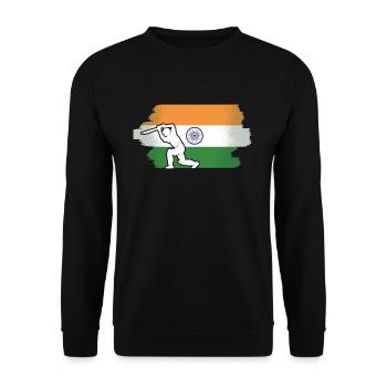 Indien-Flagge-Cricket-Spieler Indische Cricket-Fan - Unisex Pullover - Schwarz - Vorne - Alina (178cm) & Michal (187cm)