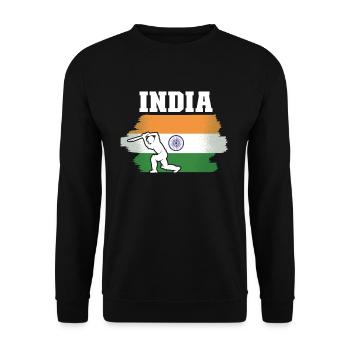 Indien-Flagge-Cricket-Spieler Indische Cricket-Fan - Unisex Pullover - Schwarz - Vorne - Alina (178cm) & Michal (187cm)