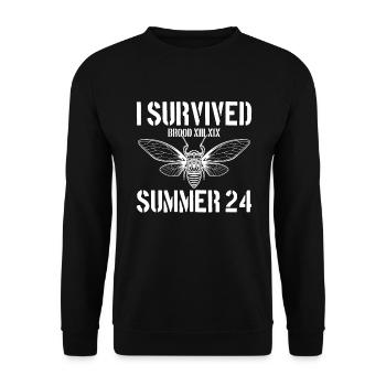 Ich habe die Zikade des Zikade-Sommers 2024 überle - Unisex Pullover - Schwarz - Vorne - Alina (178cm) & Michal (187cm)