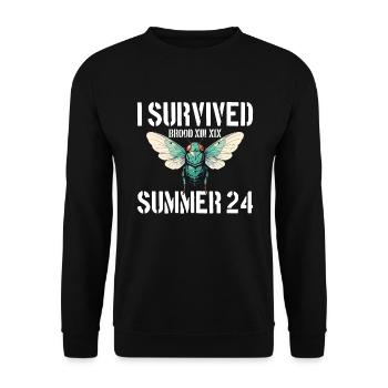 Ich habe die Zikade des Zikade-Sommers 2024 überle - Unisex Pullover - Schwarz - Vorne - Alina (178cm) & Michal (187cm)