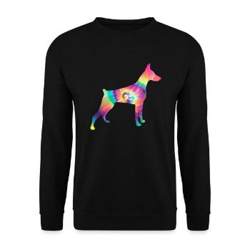 Dobermann Tye Dye Haustier Dobie Dobermann - Unisex Pullover - Schwarz - Vorne - Alina (178cm) & Michal (187cm)