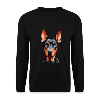 Dobermann Haustier Dobie Dobermann - Unisex Pullover - Schwarz - Vorne - Alina (178cm) & Michal (187cm)