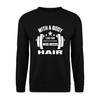 Wer braucht bei einem Körper wie diesem Haare? Lus - Unisex Pullover - Schwarz - Vorne - Alina (178cm) & Michal (187cm)