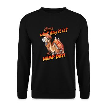 Ratet mal, welcher Tag heute ist. Es ist Buckeltag - Unisex Pullover - Schwarz - Vorne - Alina (178cm) & Michal (187cm)