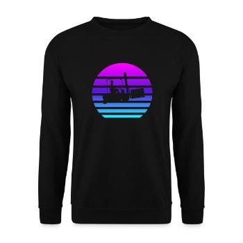 Gabelstaplerfahrer Vaporwave-Gabelstaplerfahrer - Unisex Pullover - Schwarz - Vorne - Alina (178cm) & Michal (187cm)