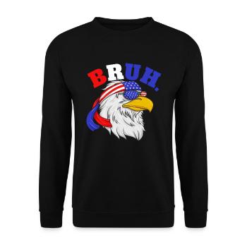 Bruh 4. Juli Eagle Kids Tacky 4. Juli EagleBruh 4. - Unisex Pullover - Schwarz - Vorne - Alina (178cm) & Michal (187cm)