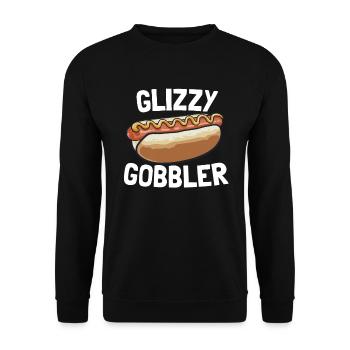Glizzy Gobbler Lustiger Hotdog-Liebhaber 4. Juli - Unisex Pullover - Schwarz - Vorne - Alina (178cm) & Michal (187cm)
