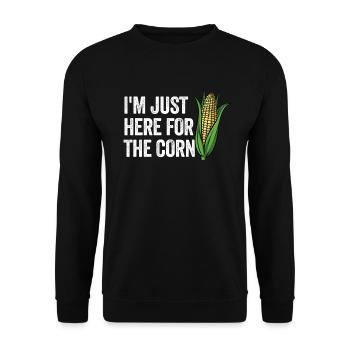 Ich bin nur wegen des Mais-lustigen Maisliebhaber- - Unisex Pullover - Schwarz - Vorne - Alina (178cm) & Michal (187cm)