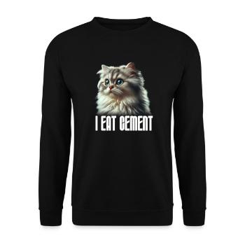 I Eat Cement Cat Memes Funny, I Eat Cement - Unisex Sweatshirt - black - Front - Alina (178cm) & Michal (187cm)