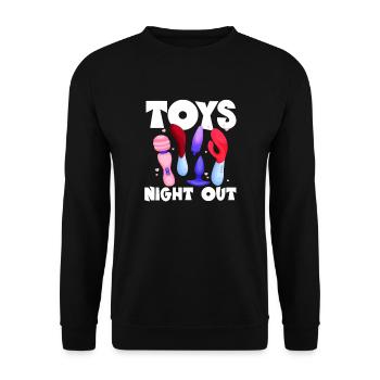Toys Night Out Raunchy Humor Frauen Peinlich - Unisex Pullover - Schwarz - Vorne - Alina (178cm) & Michal (187cm)