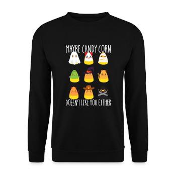 Vielleicht mag dich Candy Corn auch nicht, Candy C - Unisex Pullover - Schwarz - Vorne - Alina (178cm) & Michal (187cm)