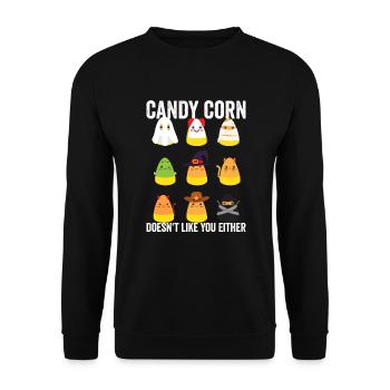 Candy Corn mag dich auch nicht, Halloween - Unisex Pullover - Schwarz - Vorne - Alina (178cm) & Michal (187cm)