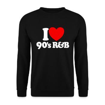 Ich liebe 90er R&B Red Heart Vintage Musik 90er R& - Unisex Pullover - Schwarz - Vorne - Alina (178cm) & Michal (187cm)