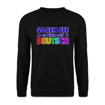 Sagen Sie Es Bitte Auf Deutsch Deutschlehrer - Unisex Pullover - Schwarz - Vorne - Alina (178cm) & Michal (187cm)