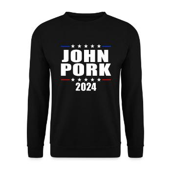 John Pork 2024 John Pork - Unisex Pullover - Schwarz - Vorne - Alina (178cm) & Michal (187cm)