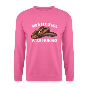 Wildblumen Wildpferde Cowboyhut Damen - Unisex Pullover - Pink - Vorne