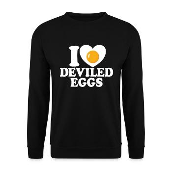 Ich liebe Teufelseier. Lustiges Thanksgiving-Teufe - Unisex Pullover - Schwarz - Vorne - Alina (178cm) & Michal (187cm)