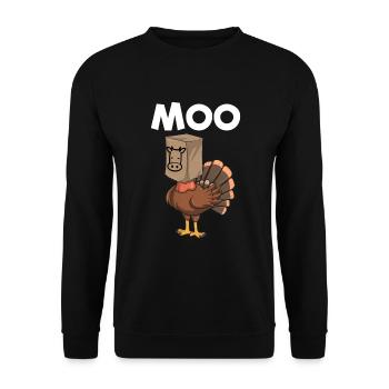 Moo Turkey Cow Disguise, Funny Thanksgiving - Unisex Sweatshirt - black - Front - Alina (178cm) & Michal (187cm)