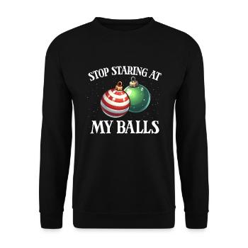 Stop staring at my balls. Raunchy Christ - Unisex Sweatshirt - black - Front - Alina (178cm) & Michal (187cm)