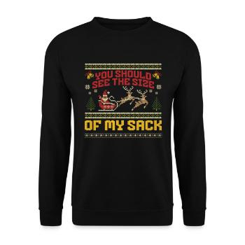 Vous devriez connaître la taille de mon sac de Noël homme - Sweat-shirt Unisexe - noir - Devant - Alina (178cm) & Michal (187cm)