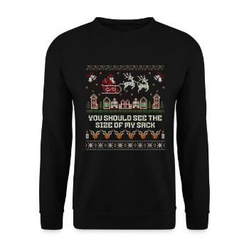 Sie sollten die Größe meines Sack-Männerweihnachte - Unisex Pullover - Schwarz - Vorne - Alina (178cm) & Michal (187cm)