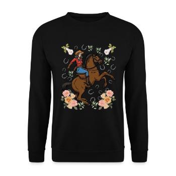 Wildblumen Wildpferde Wildpferde für Frauen - Unisex Pullover - Schwarz - Vorne - Alina (178cm) & Michal (187cm)