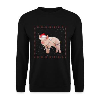 Cochon de Noël Drôle Laid, Noël Pu - Sweat-shirt Unisexe - noir - Devant - Alina (178cm) & Michal (187cm)