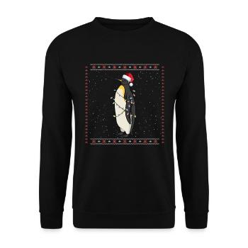 Weihnachtspinguin Lustiger hässlicher Weihnachtspu - Unisex Pullover - Schwarz - Vorne - Alina (178cm) & Michal (187cm)