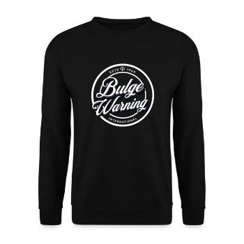 Ausbuchtungs-Warnabzeichen Lustige schlüpfrige Män - Unisex Pullover - Schwarz - Vorne - Alina (178cm) & Michal (187cm)
