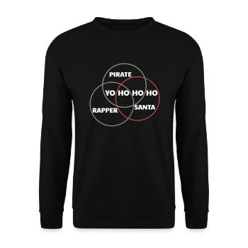 Yo Ho Ho Ho Piraten-Rapper Weihnachtskarte - Unisex Pullover - Schwarz - Vorne - Alina (178cm) & Michal (187cm)