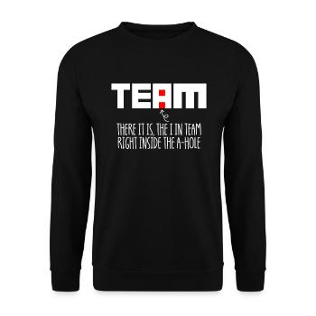 Das Ich im Team, lustiger sarkastischer Büro-Hum - Unisex Pullover - Schwarz - Vorne - Alina (178cm) & Michal (187cm)