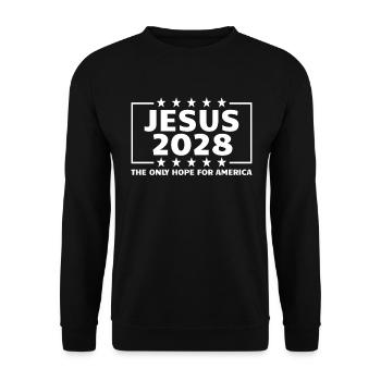 Jesus 2028 Die einzige Hoffnung für Amerika Wählen - Unisex Pullover - Schwarz - Vorne - Alina (178cm) & Michal (187cm)