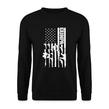 Gunpa Amerikanische Flagge Gun Opa Vatertag Gpunpa - Unisex Pullover - Schwarz - Vorne - Alina (178cm) & Michal (187cm)
