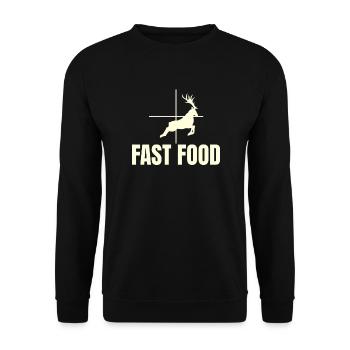 Fast Food Lustiger Hirschjäger Herren Hirschjagd - Unisex Pullover - Schwarz - Vorne - Alina (178cm) & Michal (187cm)