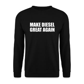 Machen Sie Diesel wieder großartig. Lustiger Diese - Unisex Pullover - Schwarz - Vorne - Alina (178cm) & Michal (187cm)