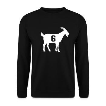 Ziege 6 G.O.A.T. Nummer sechs Ziege - Unisex Pullover - Schwarz - Vorne - Alina (178cm) & Michal (187cm)
