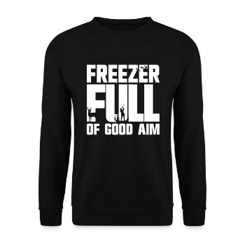 Gefrierschrank voller guter Zieljäger-Männerjagd - Unisex Pullover - Schwarz - Vorne - Alina (178cm) & Michal (187cm)