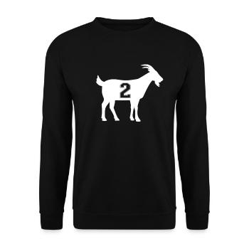 Ziege 2 G.O.A.T. Nummer zwei Ziege - Unisex Pullover - Schwarz - Vorne - Alina (178cm) & Michal (187cm)