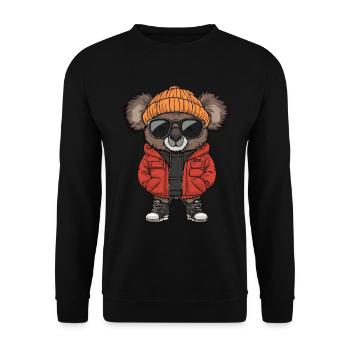 Koala Cool Comic - Unisex Pullover - Schwarz - Vorne - Alina (178cm) & Michal (187cm)