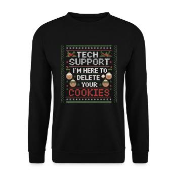 Technischer Support Ich bin hier, um Ihre Cookies - Unisex Pullover - Schwarz - Vorne - Alina (178cm) & Michal (187cm)