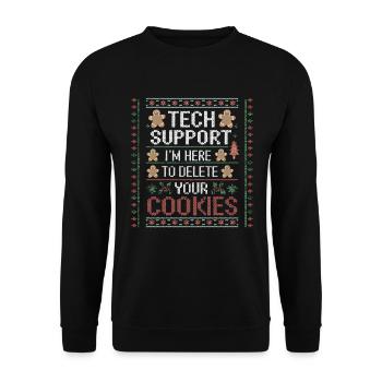 Technischer Support Ich bin hier, um Ihre Cookies - Unisex Pullover - Schwarz - Vorne - Alina (178cm) & Michal (187cm)