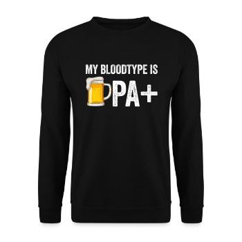Meine Blutgruppe ist IPA+ Lustiger Bierliebhaber I - Unisex Pullover - Schwarz - Vorne - Alina (178cm) & Michal (187cm)