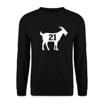 Ziege 21 G.O.A.T. Nummer einundzwanzig Ziege - Unisex Pullover - Schwarz - Vorne - Alina (178cm) & Michal (187cm)