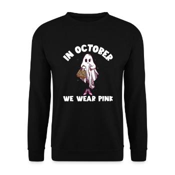 Im Oktober tragen wir rosa Brustkrebs-BewusstseiPn - Unisex Pullover - Schwarz - Vorne - Alina (178cm) & Michal (187cm)