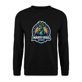 Mardi Gras University Peacock Frauen-Mardi Gras - Unisex Pullover - Schwarz - Vorne - Alina (178cm) & Michal (187cm)