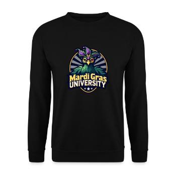 Mardi Gras University Peacock Frauen-Mardi Gras - Unisex Pullover - Schwarz - Vorne - Alina (178cm) & Michal (187cm)