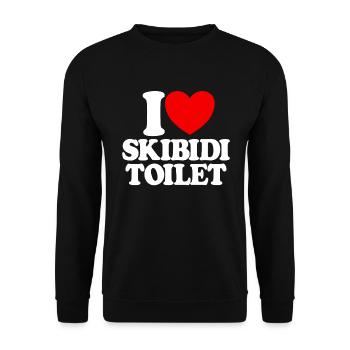 Ich liebe Skibidi Toilet Meme Red Heart Skibidi - Unisex Pullover - Schwarz - Vorne - Alina (178cm) & Michal (187cm)