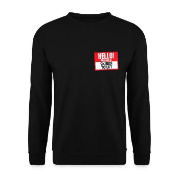 Hallo, mein Name ist Skibidi Toilette Meme Skibidi - Unisex Pullover - Schwarz - Vorne - Alina (178cm) & Michal (187cm)
