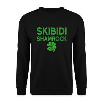 Skibidi Kleeblatt Skibidi Toilette St. Patrick's D - Unisex Pullover - Schwarz - Vorne - Alina (178cm) & Michal (187cm)